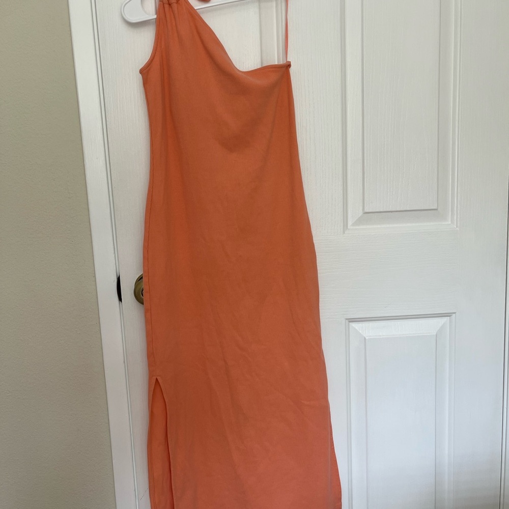 Old Navy One-Shoulder Coral-Orange Maxi Dress